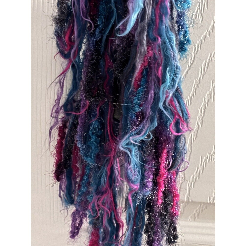 Y2K Boho Made In Italy‎ Textured Yarn Scarf Festival Merino Blend - Picture 2 of 5